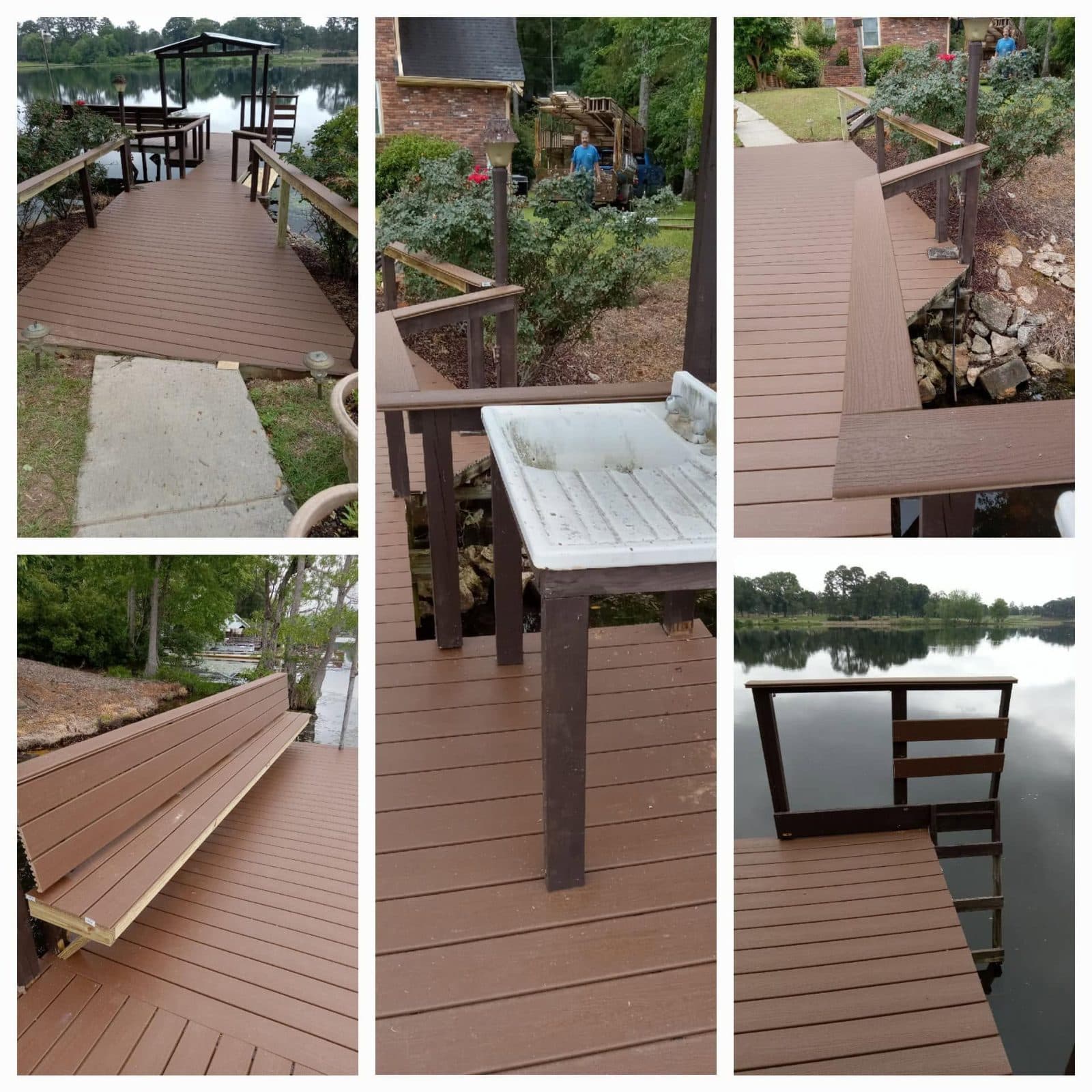 Completed lake dock and waterfront walkway construction